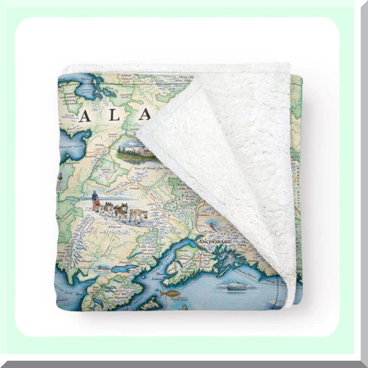 CozyState Art Fleece Blanket - Hand-Drawn Map Design, Soft & Warm Throw for Couch, Perfect Unique Gift, 58"x 50""