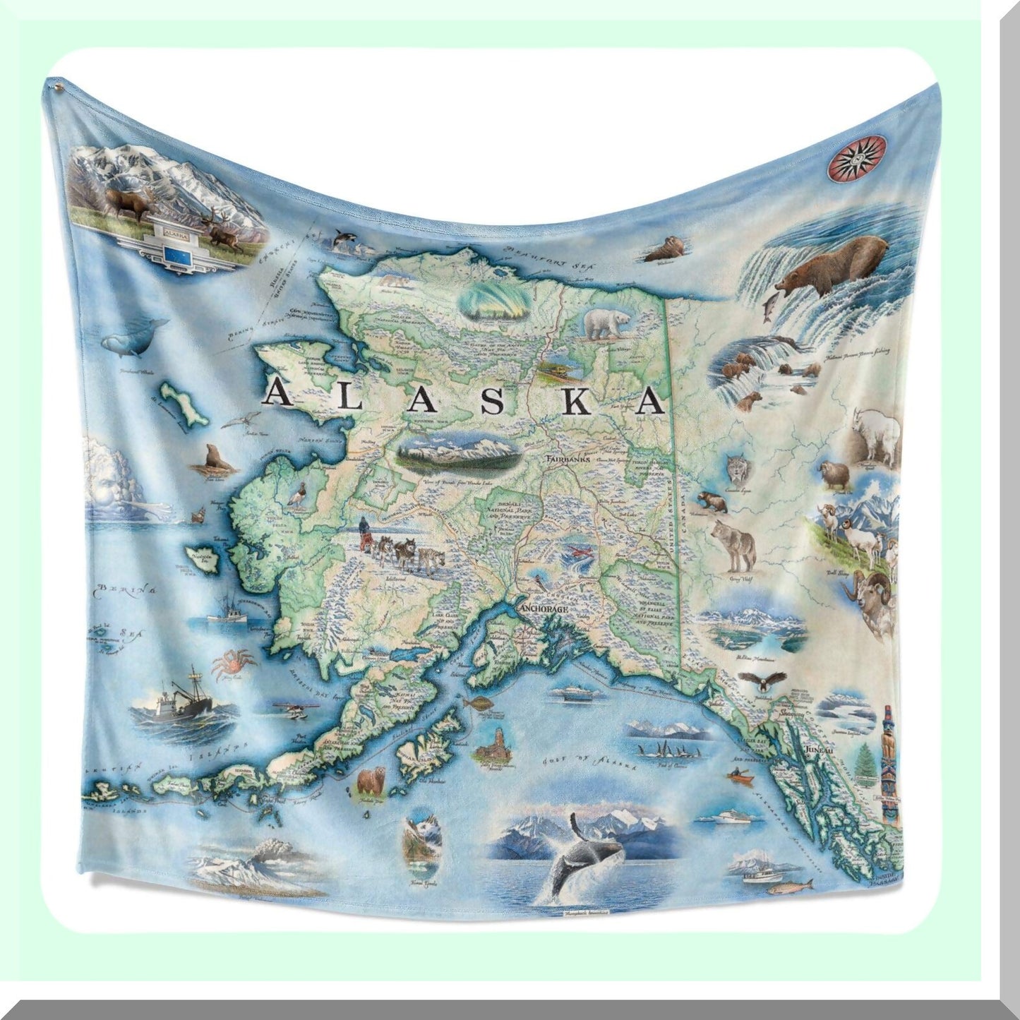 CozyState Art Fleece Blanket - Hand-Drawn Map Design, Soft & Warm Throw for Couch, Perfect Unique Gift, 58"x 50""