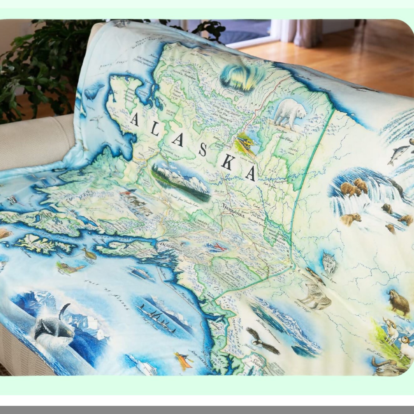 CozyState Art Fleece Blanket - Hand-Drawn Map Design, Soft & Warm Throw for Couch, Perfect Unique Gift, 58"x 50""