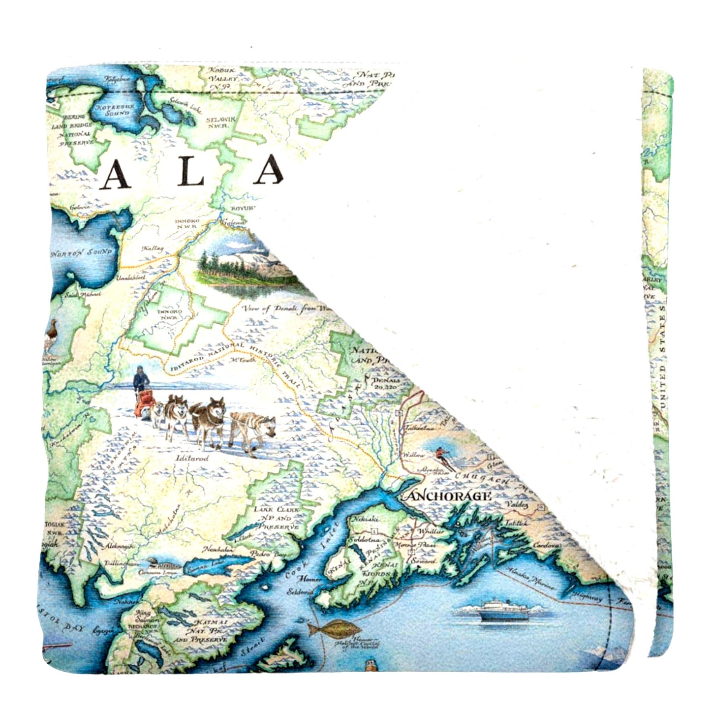 CozyState Art Fleece Blanket - Hand-Drawn Map Design, Soft & Warm Throw for Couch, Perfect Unique Gift, 58"x 50""
