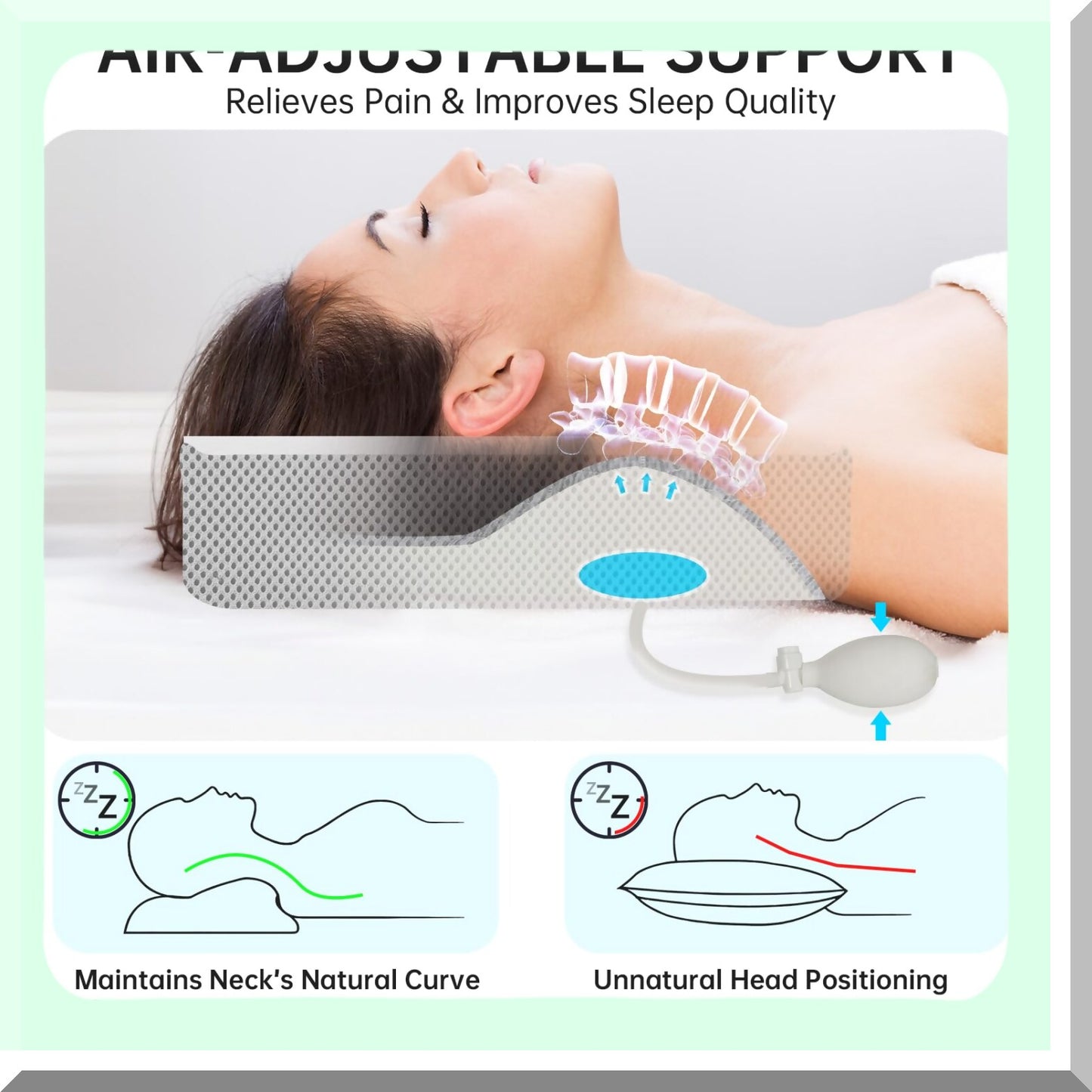 EcoFoam Graphene Neck Support Pillow - Adjustable Height Memory Foam for Restful Sleep, Ergonomic Design Relieves Head Pressure, High Density Gray