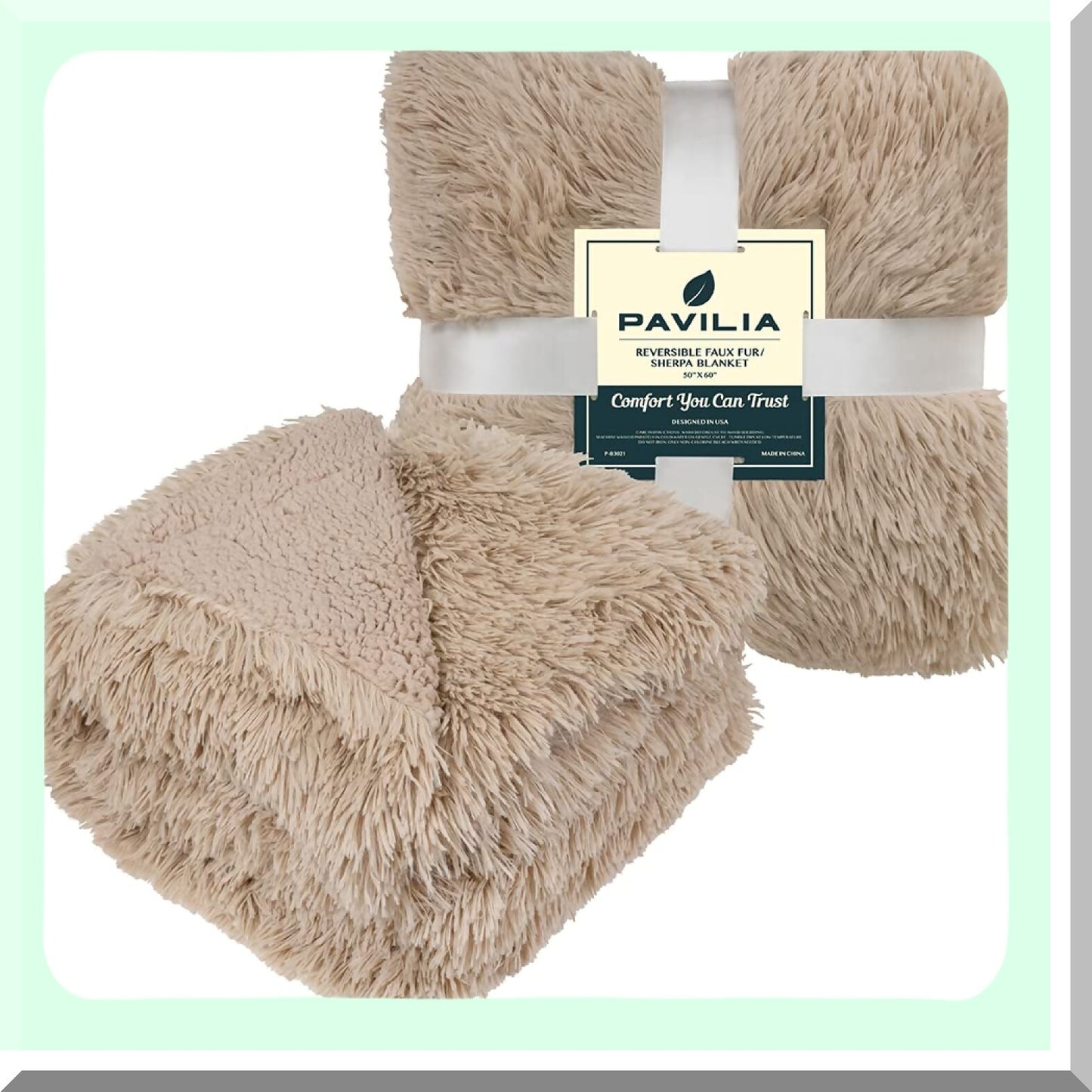 CozyShag Sherpa Fleece Throw - Soft, Fluffy, Warm, and Plush Blanket for Bed, Sofa, or Couch - Taupe Tan Camel, 50x60 Inches