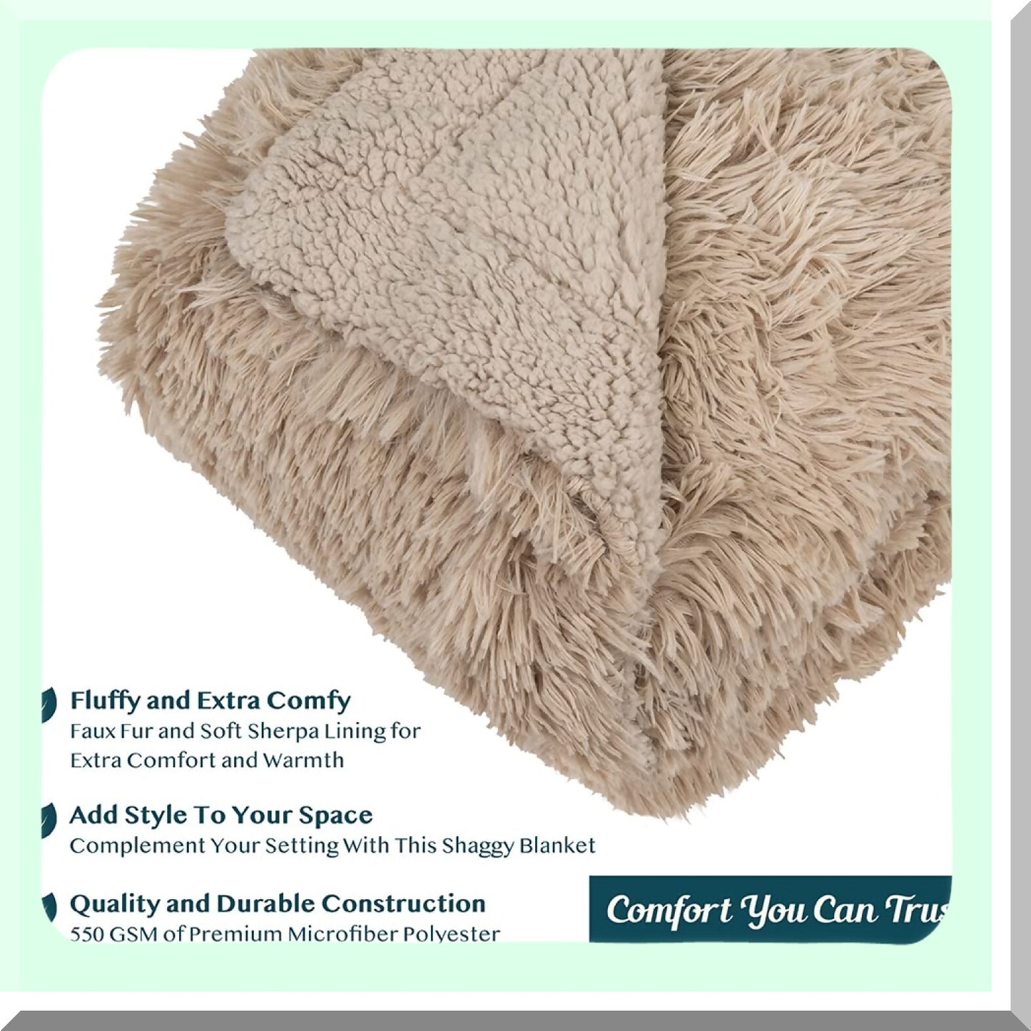 CozyShag Sherpa Fleece Throw - Soft, Fluffy, Warm, and Plush Blanket for Bed, Sofa, or Couch - Taupe Tan Camel, 50x60 Inches