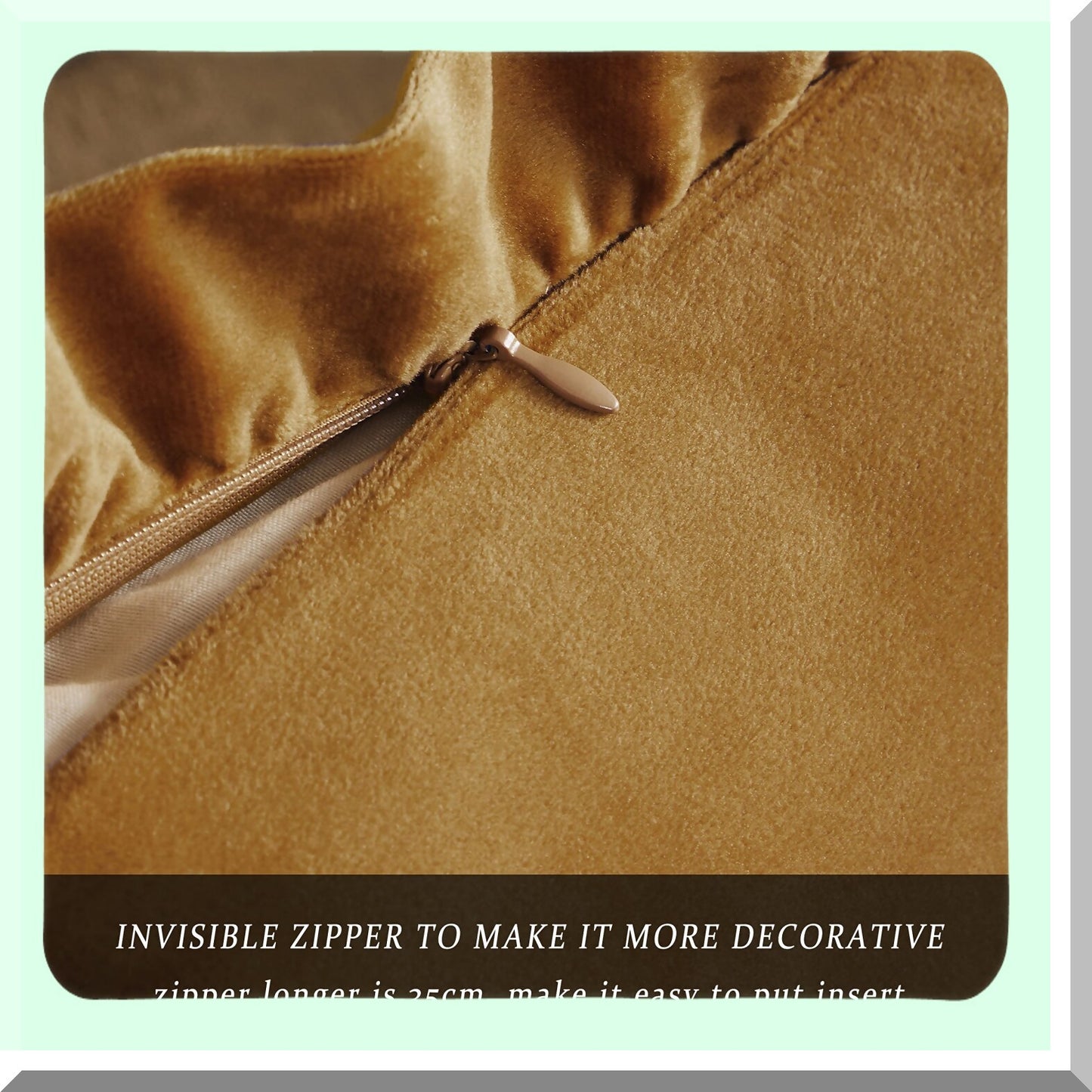 Luxury Ruffle Velvet Pillowcase Set - Dark Gold Decorative Cushion Covers for Couch - Pack of 2 20x20 Throw Pillow Covers