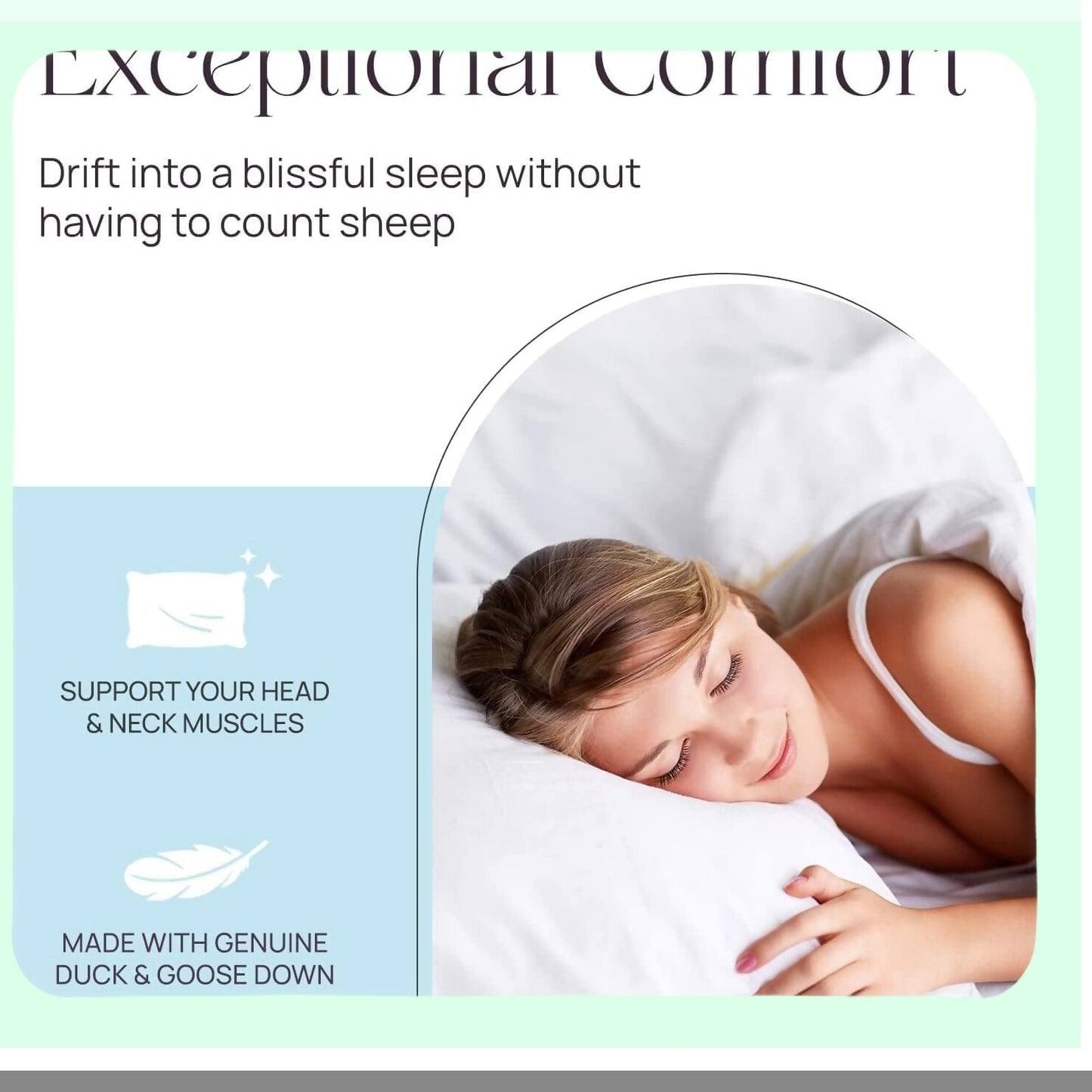 DreamFirm Goose Down Pillow - Medium Support Standard Size 20x26 Inch Hotel Pillow - Cozy Pack of 1 - Soft & Plush Bed Pillow for Sweet Dreams & Comfort