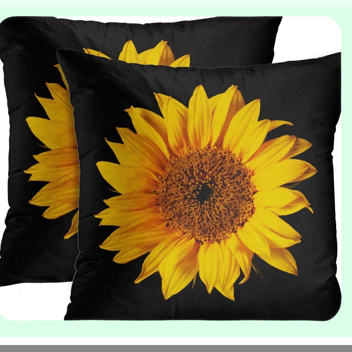Sunflower Bloom Pillowcase Set - Yellow & Black Floral Decorative Cushion Covers - 16x16 Inch Square Polyester Pillow Covers with Hidden Zipper - Home Decor Accent Pieces