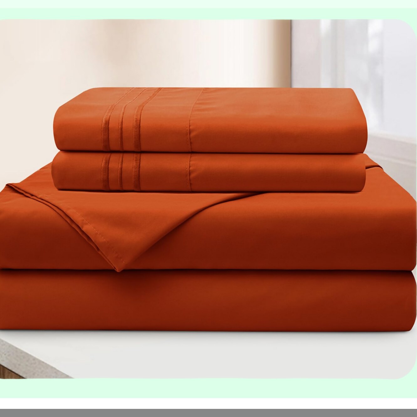 UltraFit 24" Deep Pocket Sheet Set - 4 Piece Burnt Orange Soft Sheets for Air Mattress - 1800 Thread Count Fitted Sheet with Side Pocket - Extra Deep Pocket Fits Mattress up to 24 Inches Thick