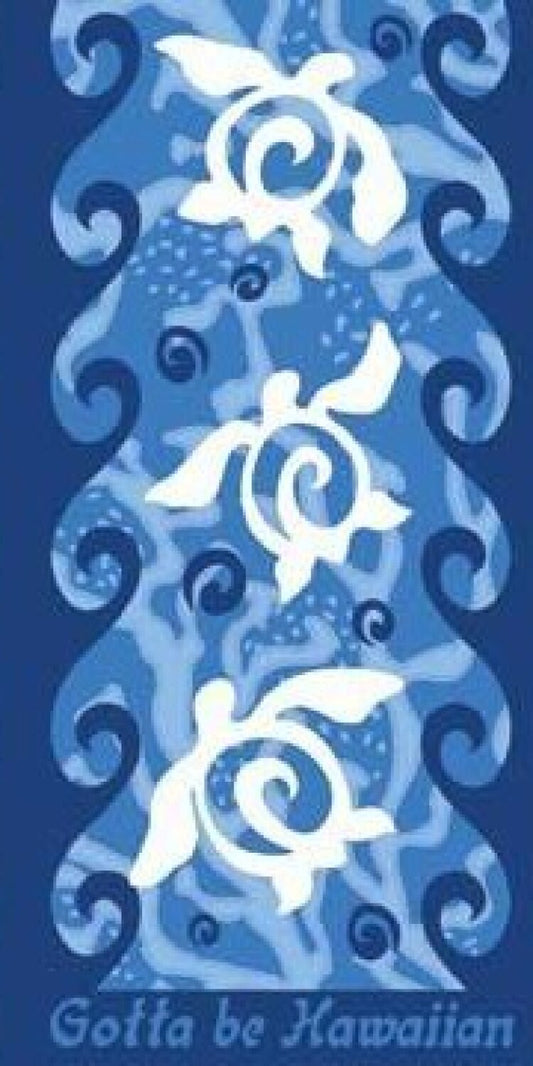 Hawaiian Beach Towel Blue Honu Turtles