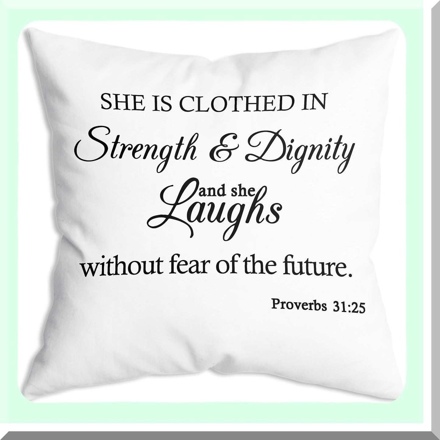 Strength & Dignity Inspirational Throw Pillow Covers - 18x18 Inch Christian Gifts for Sister, Best Friend, Mother, Daughter, Aunt - Soft & Stylish