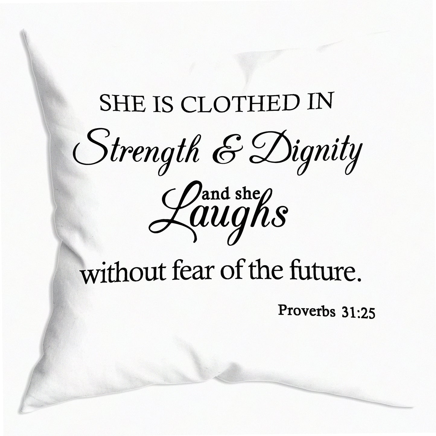 Strength & Dignity Inspirational Throw Pillow Covers - 18x18 Inch Christian Gifts for Sister, Best Friend, Mother, Daughter, Aunt - Soft & Stylish