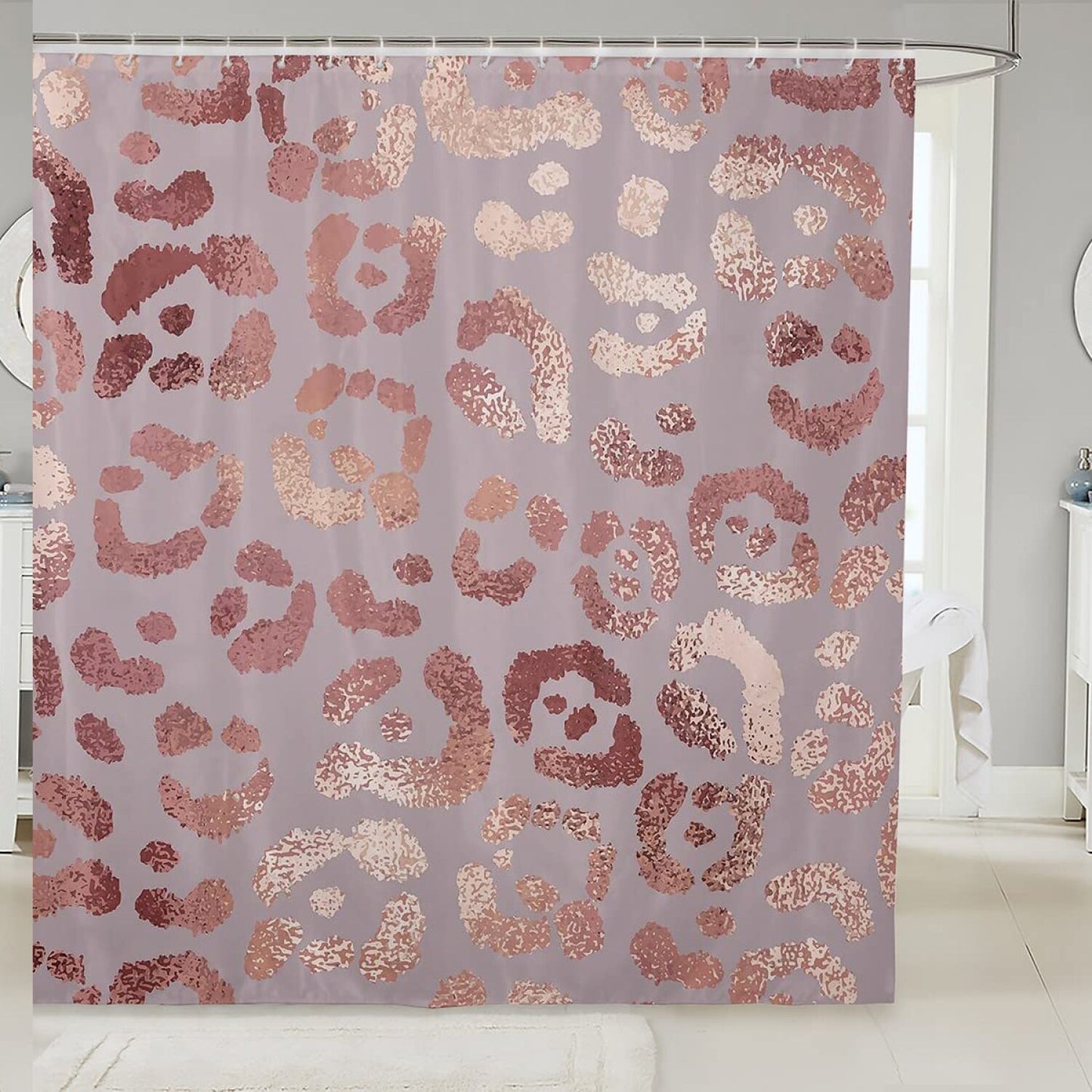 Rose Gold Leopard Print Shower Curtain 72x72