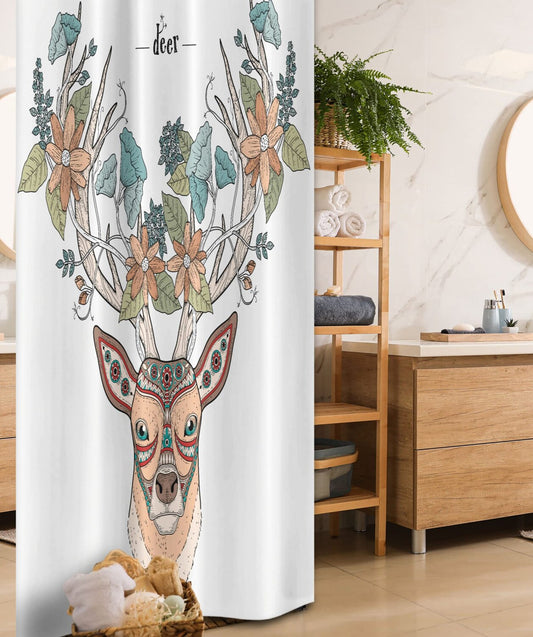Antlers Deer Head Shower Curtain 36x72 inches