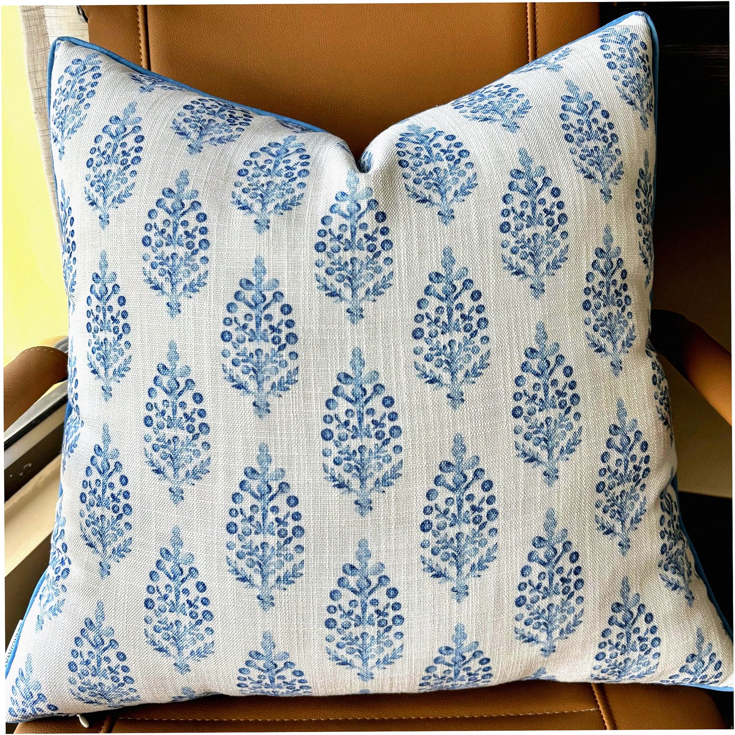 Blue Paisley Square Accent Pillow Cover - Farmhouse Decor 18x18 - Sofa, Chair, Couch, Bedroom, Living Room - Decorative Throw