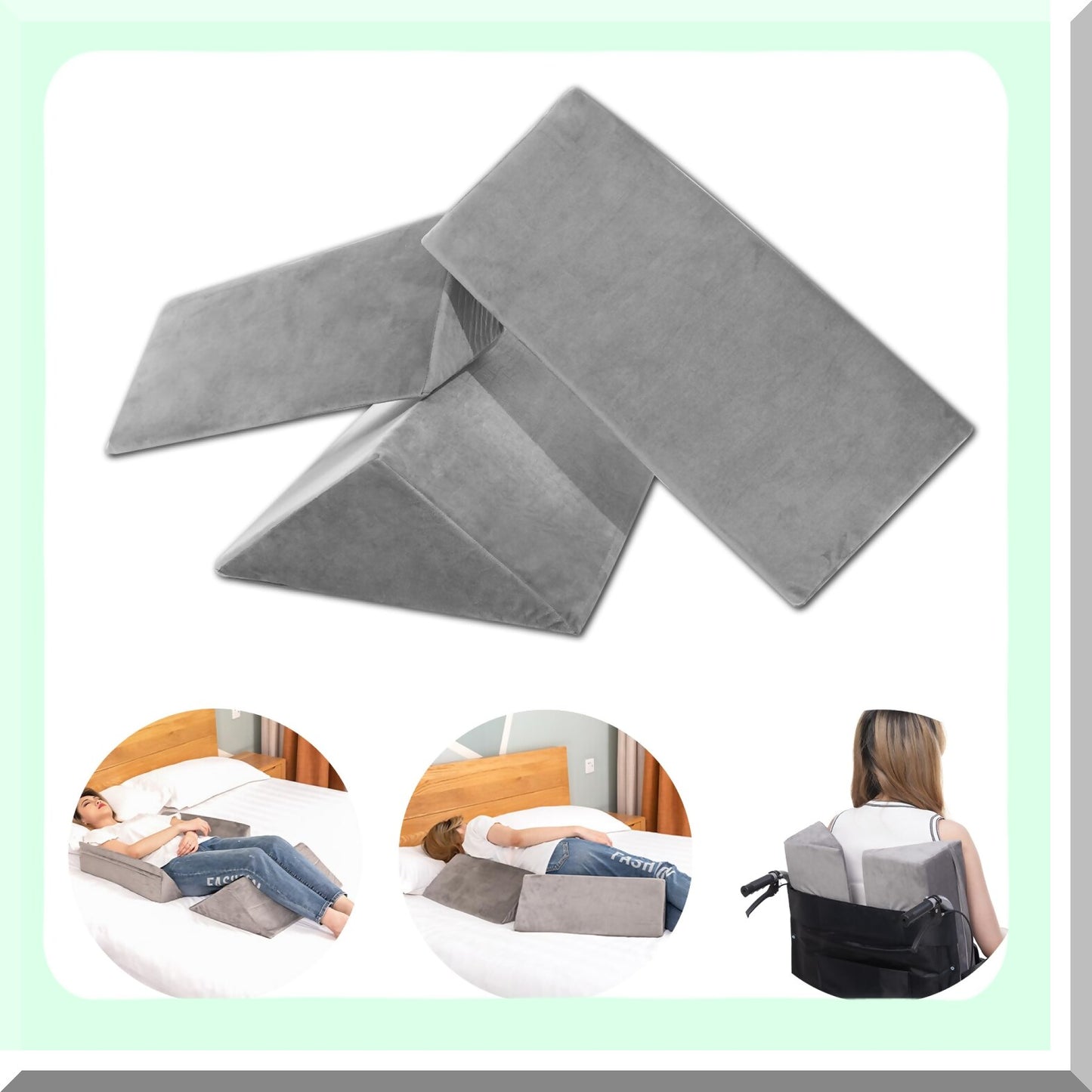 ComfortMax Body Positioning Wedge System - 3-in-1 Bed Wedges for Elderly & Adults. Includes 40 Degree Triangle Wedges, Side Pillows for Surgery Recovery, Bedsores Relief, & Body Support.