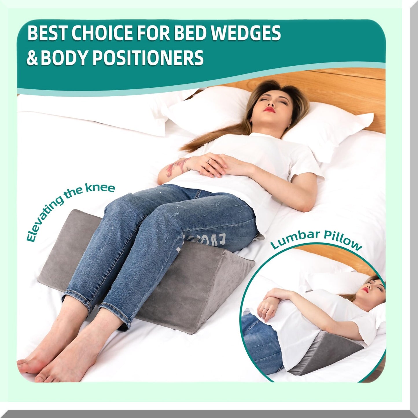 ComfortMax Body Positioning Wedge System - 3-in-1 Bed Wedges for Elderly & Adults. Includes 40 Degree Triangle Wedges, Side Pillows for Surgery Recovery, Bedsores Relief, & Body Support.