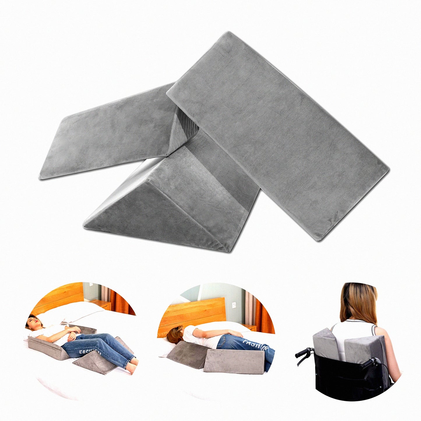 ComfortMax Body Positioning Wedge System - 3-in-1 Bed Wedges for Elderly & Adults. Includes 40 Degree Triangle Wedges, Side Pillows for Surgery Recovery, Bedsores Relief, & Body Support.