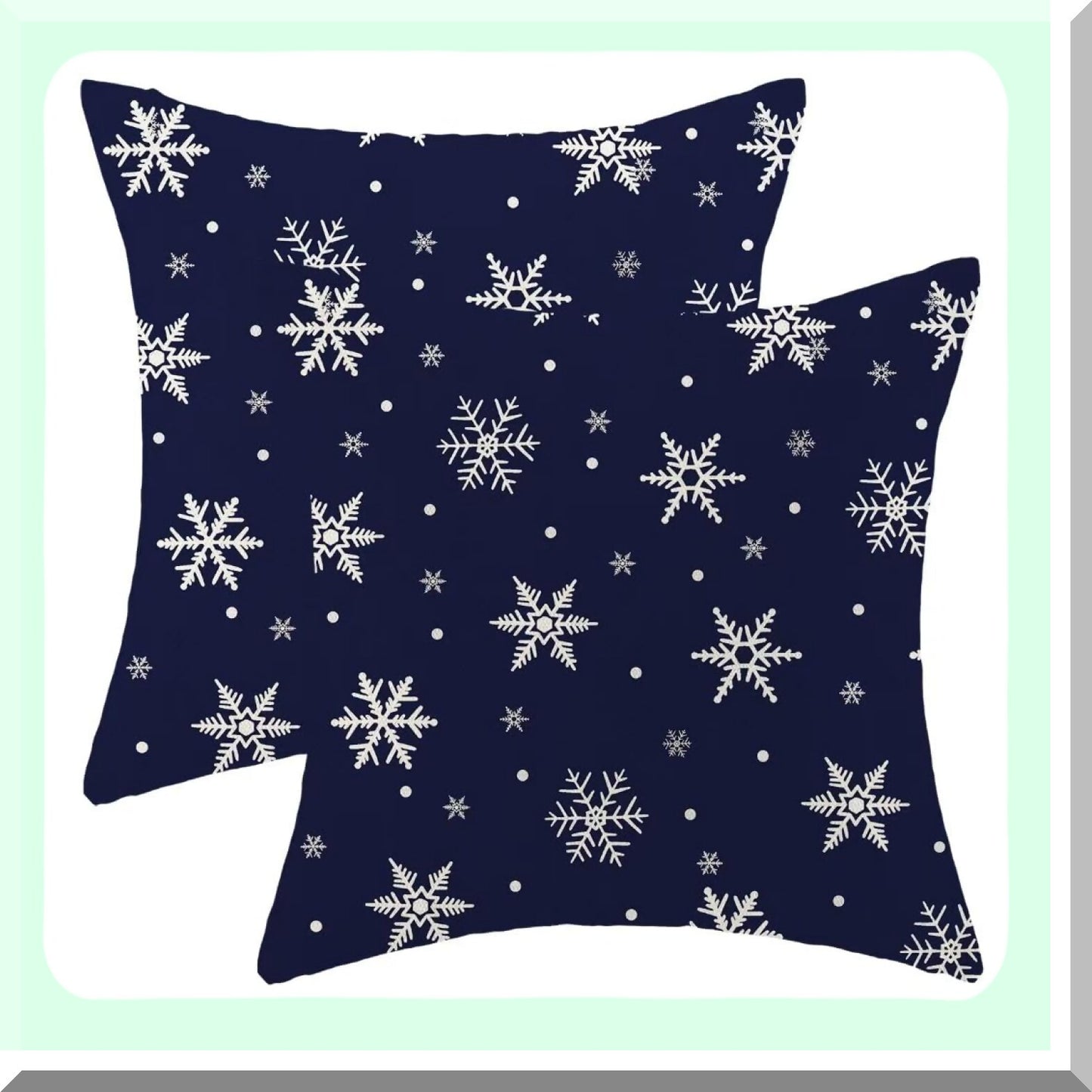 Winter Wonderland Pillow Covers - Set of 2 Navy Blue Snowflakes Decorative Throw Pillow Covers. Rustic Farmhouse Xmas Holiday Linen Cushion Case for Outdoor Home Sofa Couch. 20 X 20 Inch.