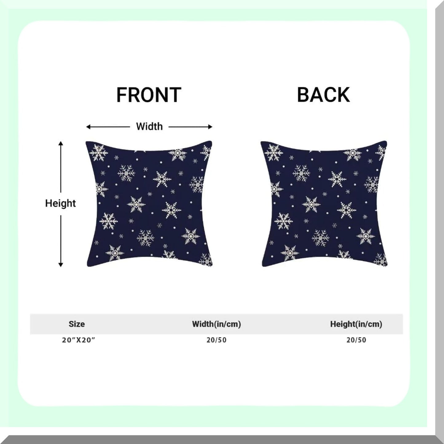 Winter Wonderland Pillow Covers - Set of 2 Navy Blue Snowflakes Decorative Throw Pillow Covers. Rustic Farmhouse Xmas Holiday Linen Cushion Case for Outdoor Home Sofa Couch. 20 X 20 Inch.