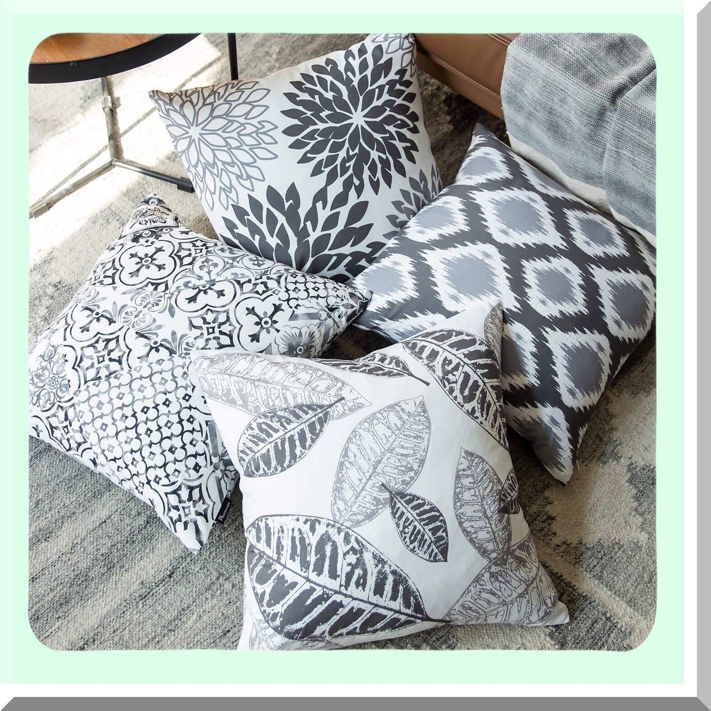 Geometric Grey Living Decor Pillow Set - 18x18 Inch Cushion Cover Series - 4 Pack - Modern Home Decor Accent - Square Throw Pillow Cover