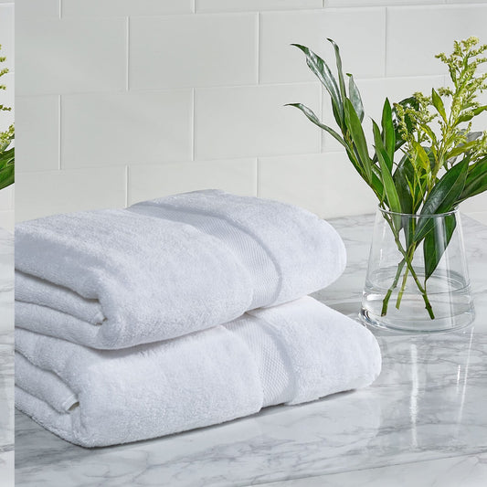 White Cotton Bath Towel Set of 2 27 x 54 inches