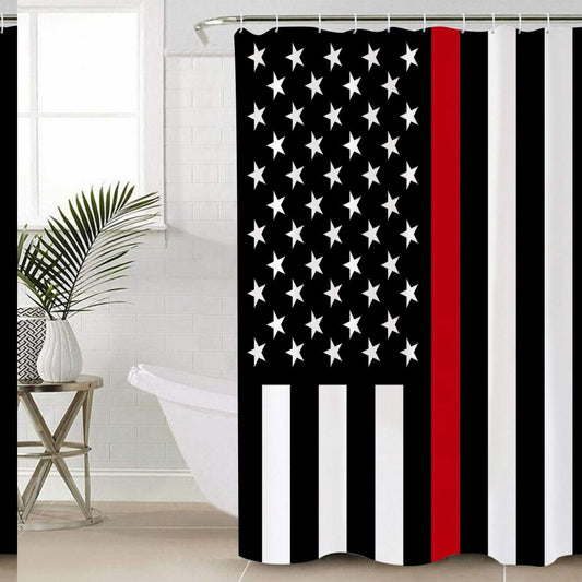 Stripe n Flag Honoring Fighters Waterproof Polyester Shower Curtain 36x78 inch