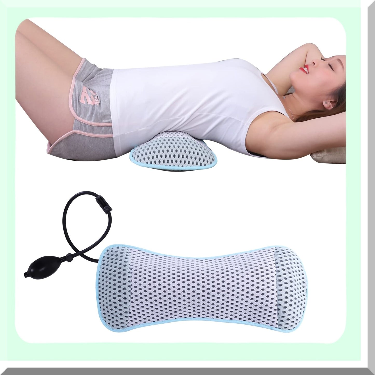 SleepEase Inflatable Lumbar Support Pillow - Comfortable Back Pillow for Sleeping - Portable Lower Back Pain Relief - Bed Rest Pillow for Better Sleep