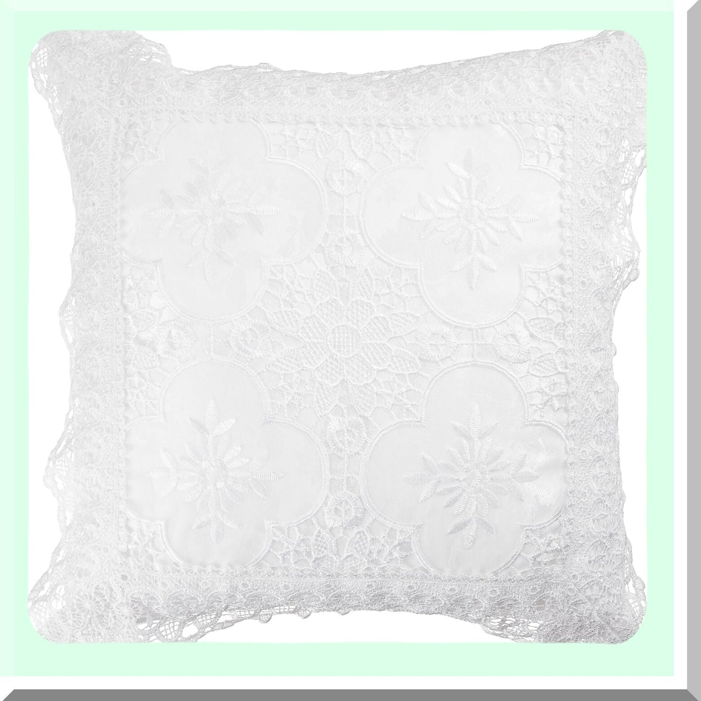 Luxe Lace Cutwork Throw Pillow - Braided Decorative Design, 18x18 White - Elegant Home Decor Accent for Living Room, Bedroom, Couch