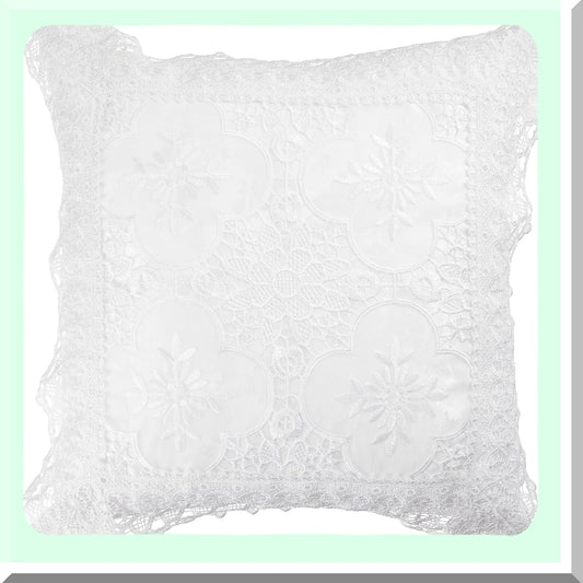 Luxe Lace Cutwork Throw Pillow - Braided Decorative Design, 18x18 White - Elegant Home Decor Accent for Living Room, Bedroom, Couch