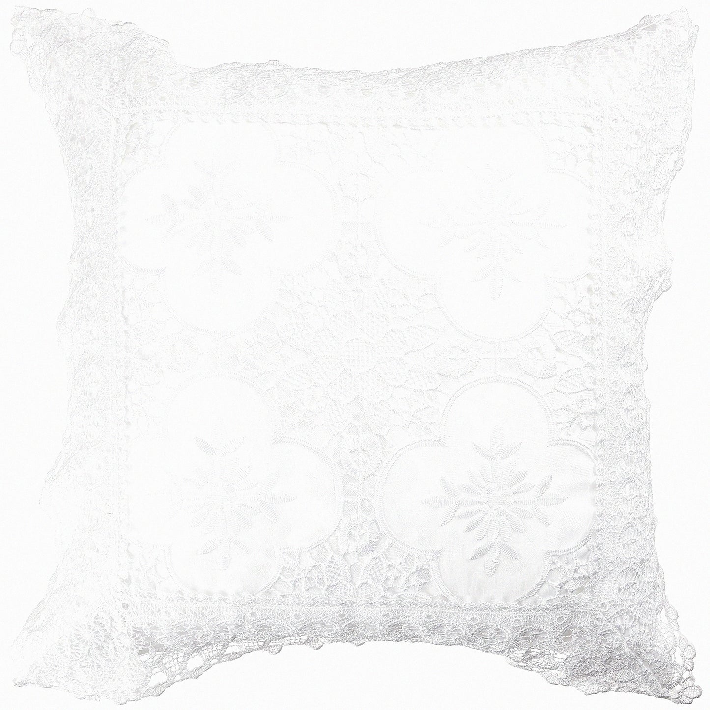 Luxe Lace Cutwork Throw Pillow - Braided Decorative Design, 18x18 White - Elegant Home Decor Accent for Living Room, Bedroom, Couch