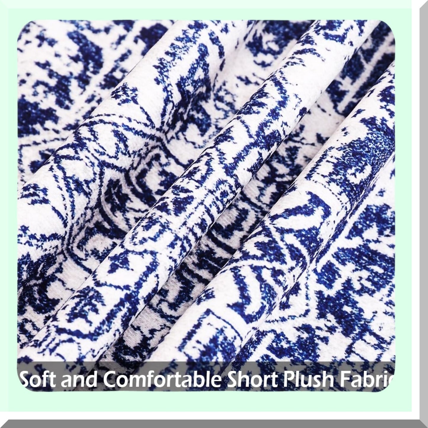Boho Blue Farmhouse Pillow Covers Set - Soft Velvet Decorative Pillows for Couch, Sofa, Bed - 18x18 Navy Blue & White Boho Room Decor - Pack of 2