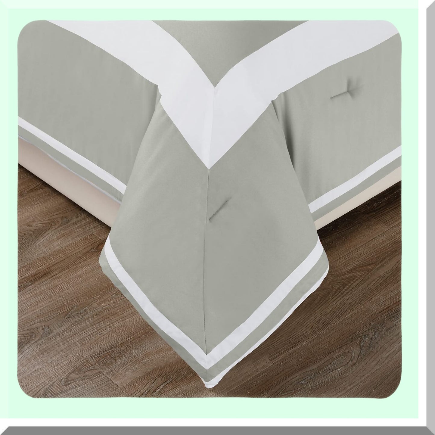 Luxury Grey Comforter Set - Soft Microfiber Shell, All Season Down Alternative Fill, Full/Queen Size, Color Blocked Design with Pillow Shams - Hotel Bedding