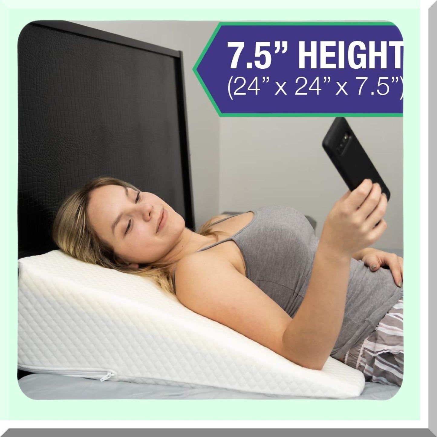 MemoryFoam Sleep Wedge - Acid Reflux Pillow for Gerd, Anti Snoring Support - 7.5" Height Bed Pillow - Top Wedge for Better Sleep and Comfort