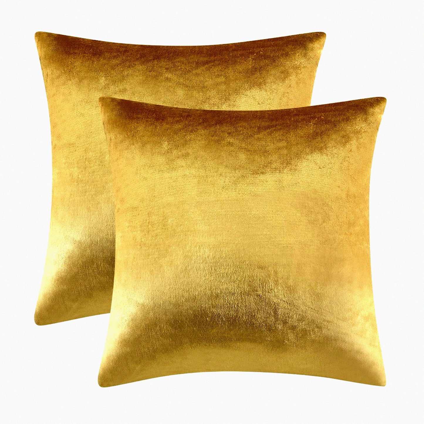 Luxury Gold Velvet Throw Pillow Covers - Set of 2 Soft Decorative Cushion Cases for Sofa Bed - Elegant Home Decor Accent - Plush Pillow Protectors