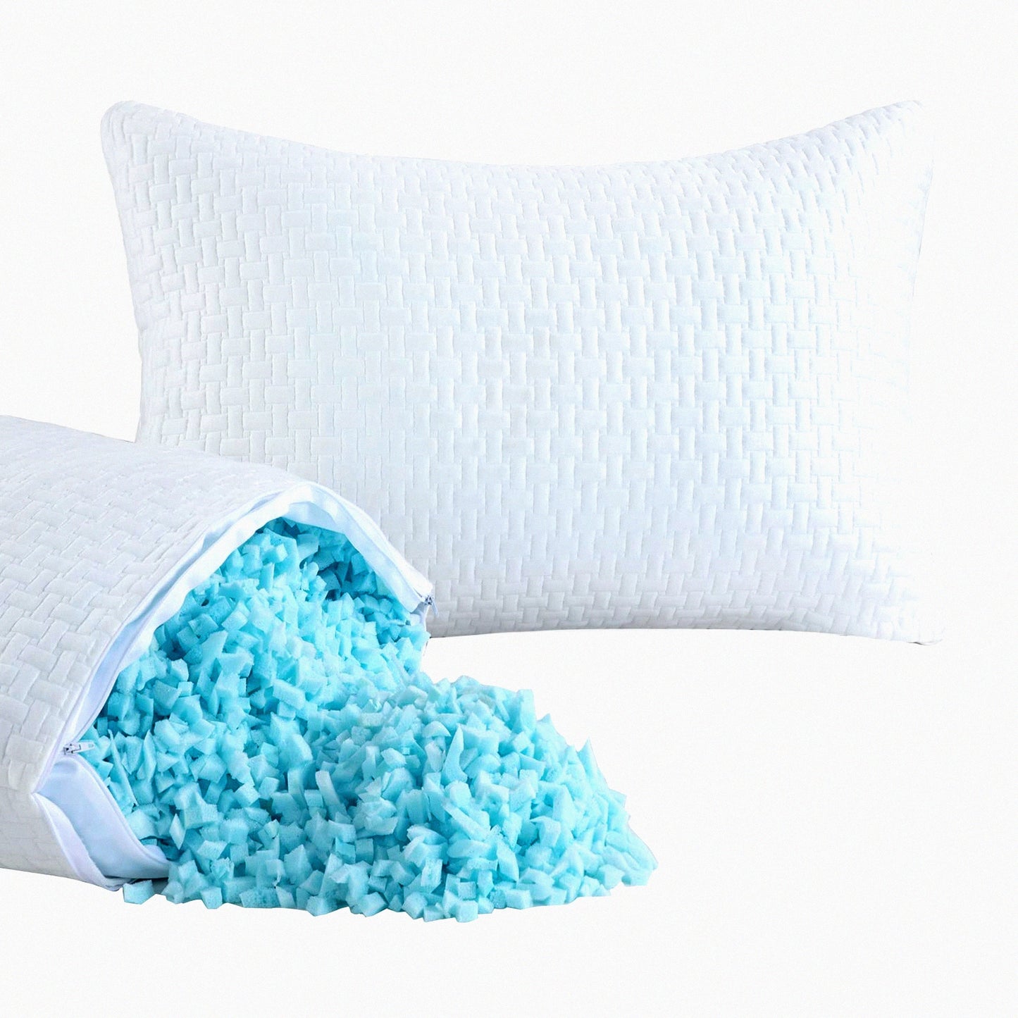 CoolDream Memory Foam Pillows - Set of 2, Extra Firm Bed Pillows for Side, Back, Stomach Sleepers. Bamboo Cooling Cover, Standard Size, Shredded Memory Foam.