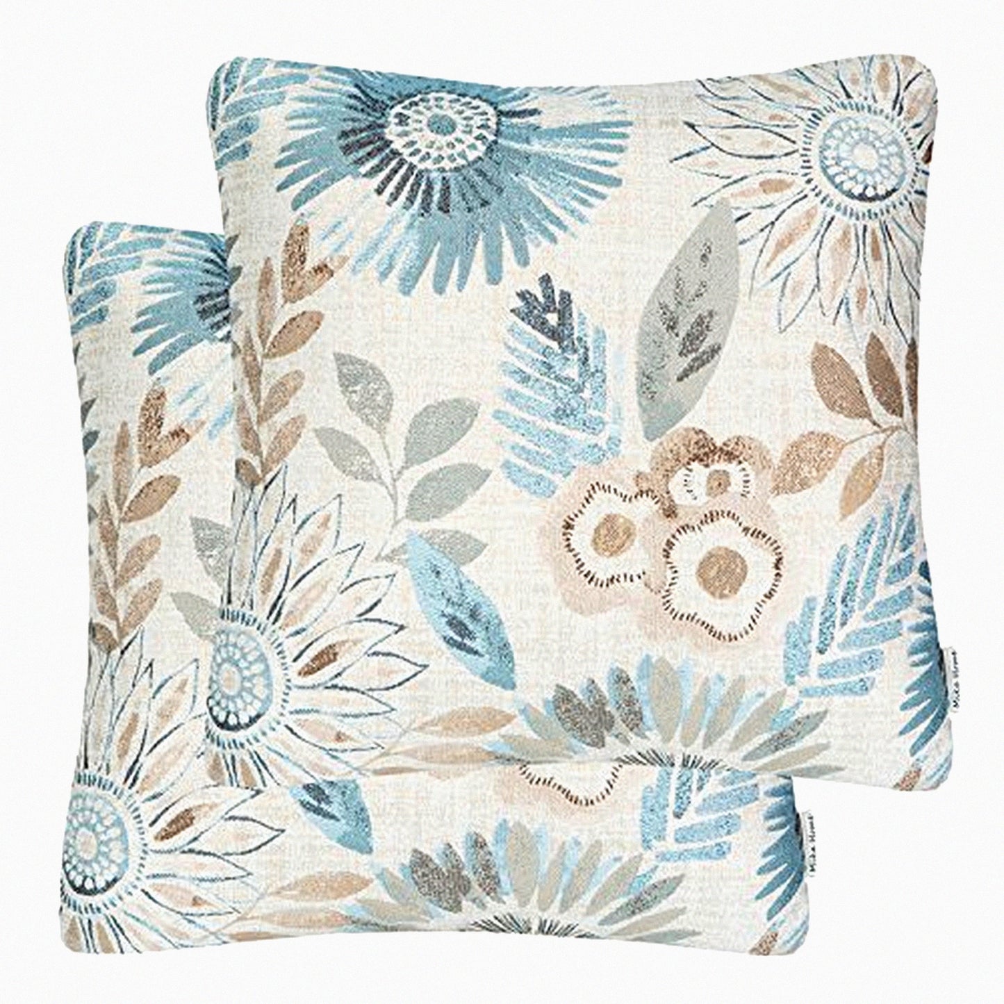 Sunflower Bliss Decorative Pillow Covers - Set of 2, 20x20 Inches, Blue Cream - Sofa Couch Bed Cushion Cases - Home Decor Accent Pieces