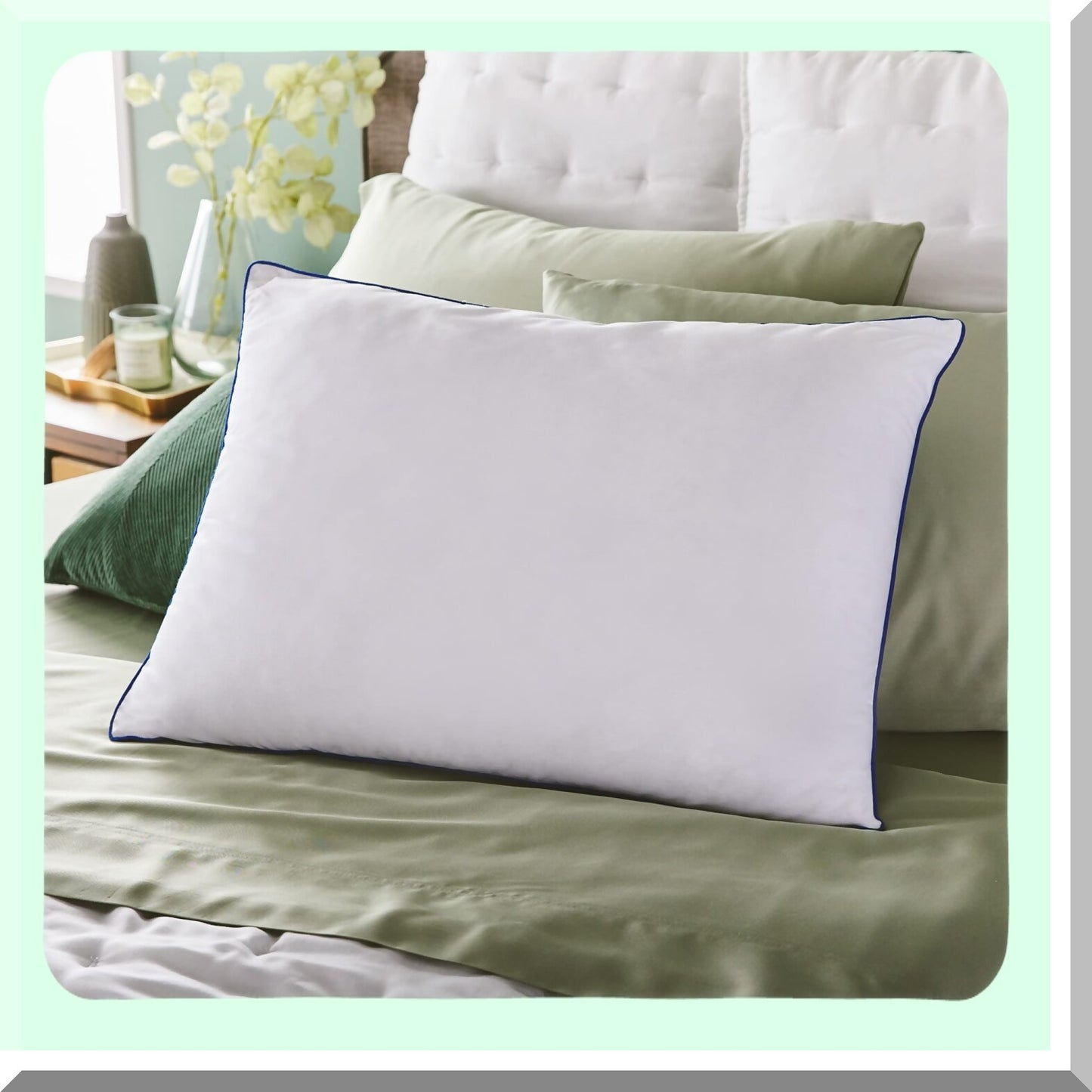 SleepEase ComfortBlend Pillow - Memory Foam & Down Fiber Fill, Standard Size, Soft-Medium Support for Side, Stomach, Back Sleepers.