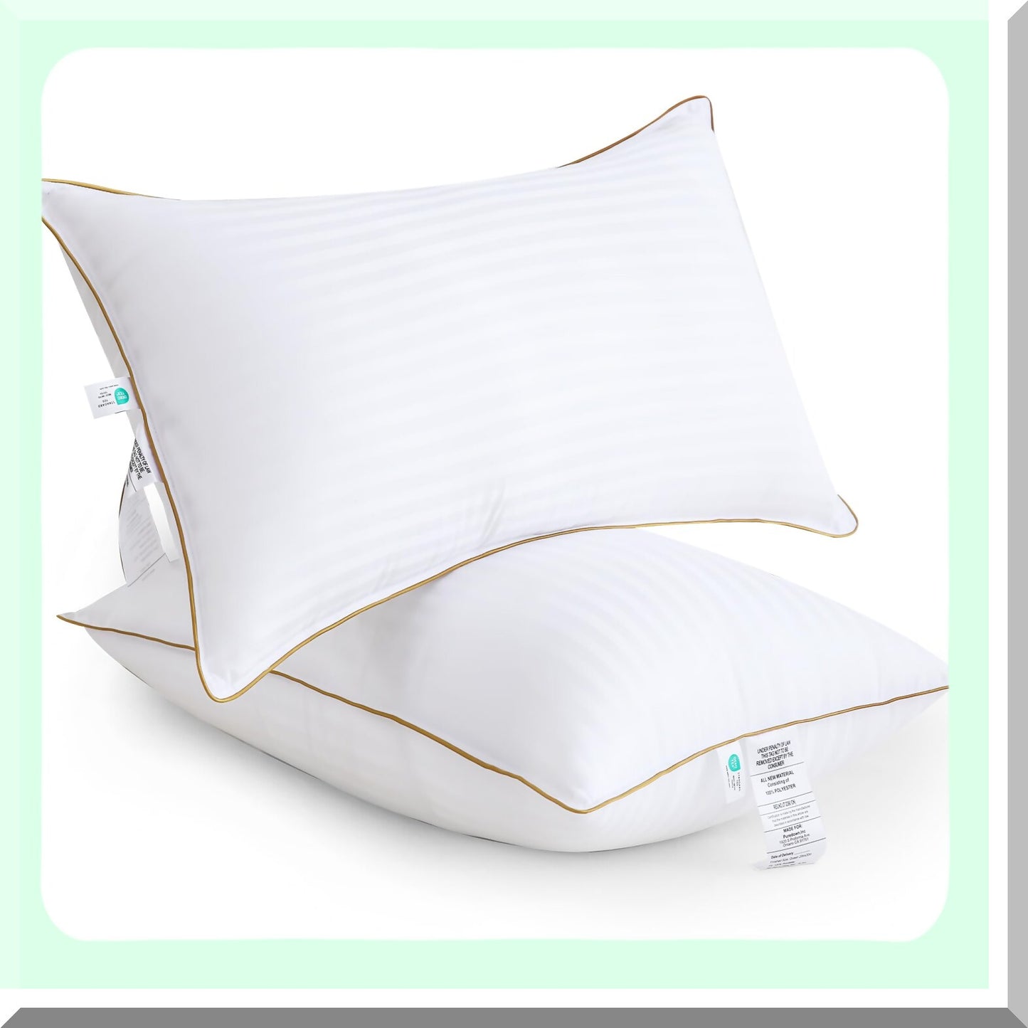 SleepEase Plush Pillow Set - 2 Pack Standard Size Hotel Pillows for Side, Back, Stomach Sleepers. Soft Down Alternative for Ultimate Comfort.