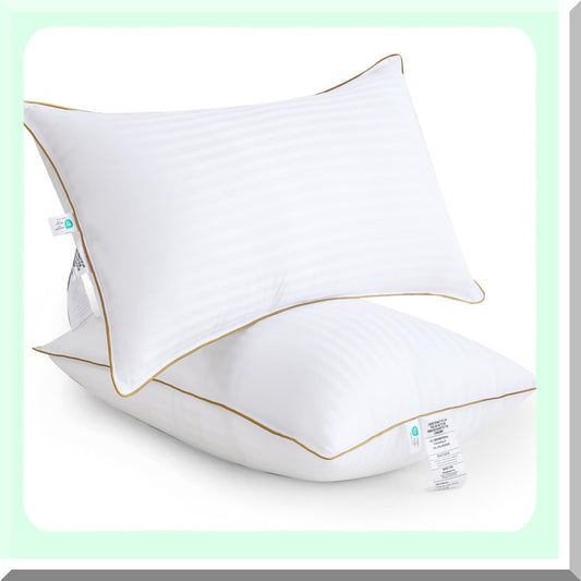 SleepEase Plush Pillow Set - 2 Pack Standard Size Hotel Pillows for Side, Back, Stomach Sleepers. Soft Down Alternative for Ultimate Comfort.