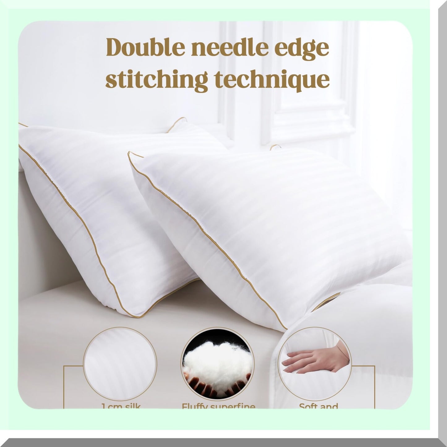 SleepEase Plush Pillow Set - 2 Pack Standard Size Hotel Pillows for Side, Back, Stomach Sleepers. Soft Down Alternative for Ultimate Comfort.