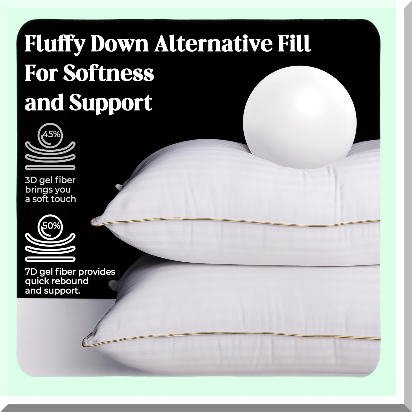 SleepEase Plush Pillow Set - 2 Pack Standard Size Hotel Pillows for Side, Back, Stomach Sleepers. Soft Down Alternative for Ultimate Comfort.