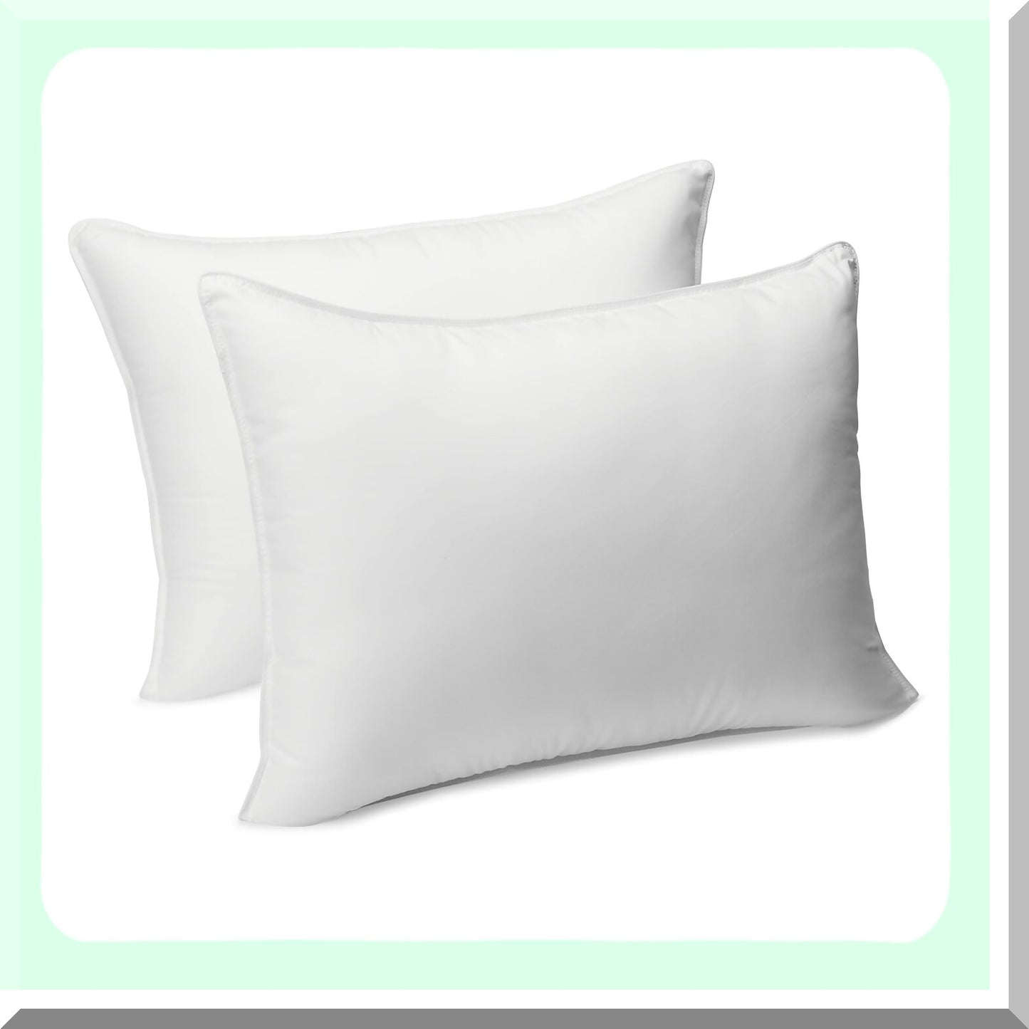 SleepWell Plush Pillow Set - Hypoallergenic Medium Density Pillows for Back and Side Sleepers - Standard Size 26 x 20 Inch - Pack of 2 - White
