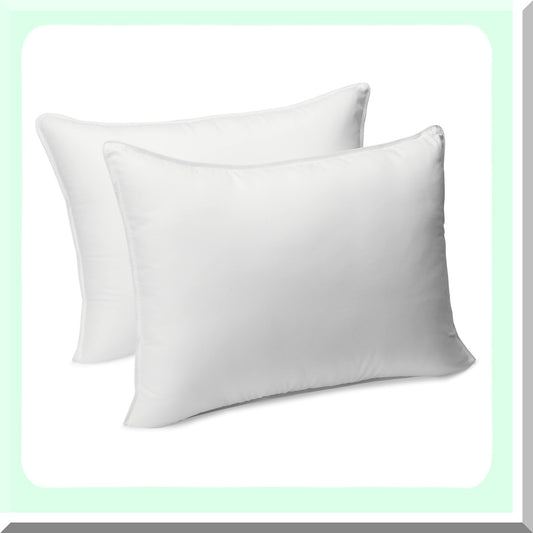 SleepWell Plush Pillow Set - Hypoallergenic Medium Density Pillows for Back and Side Sleepers - Standard Size 26 x 20 Inch - Pack of 2 - White
