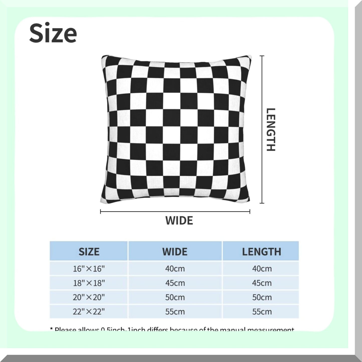 Monochrome Checkered Plaid Pillowcase Duo - Set of 2 Square Cushion Covers for Sofa, Bedroom, Living Room, Car - 18x18 Inch Decorative Throw Pillows