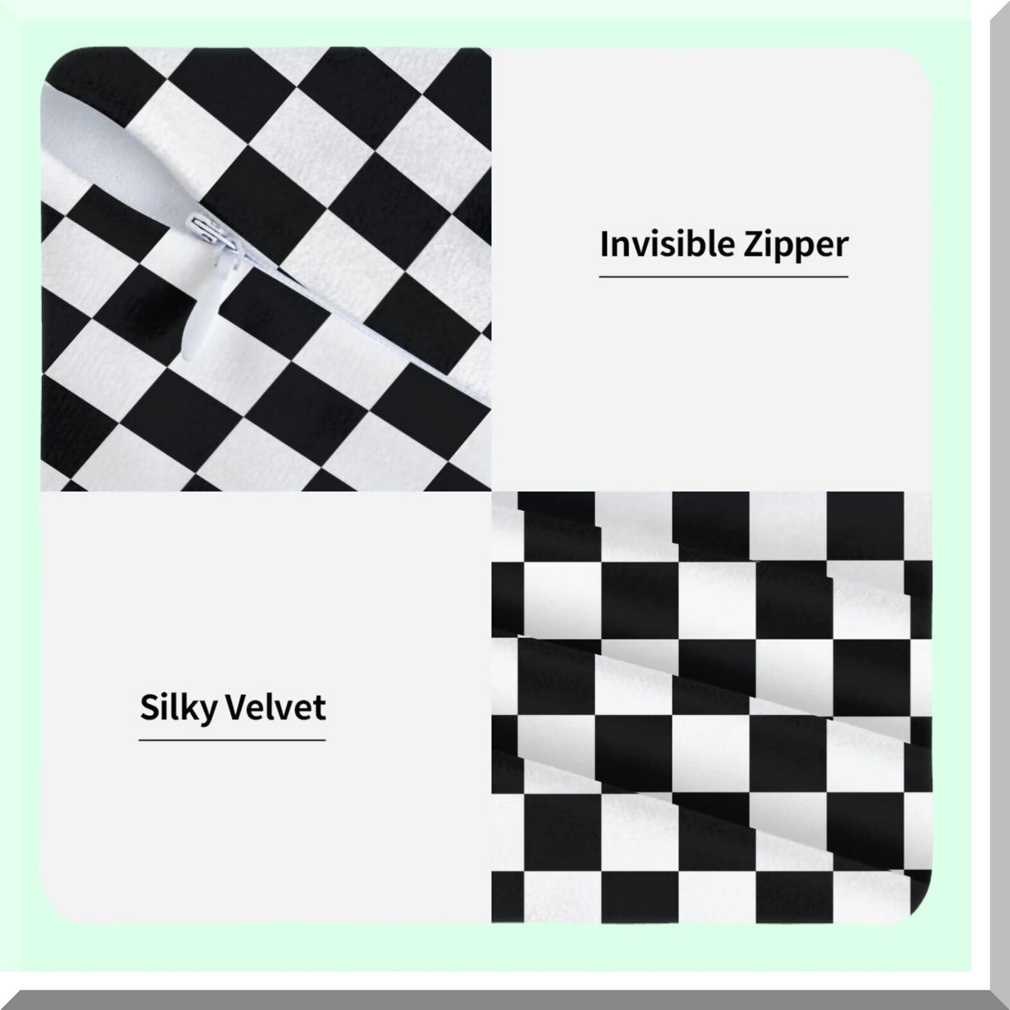 Monochrome Checkered Plaid Pillowcase Duo - Set of 2 Square Cushion Covers for Sofa, Bedroom, Living Room, Car - 18x18 Inch Decorative Throw Pillows