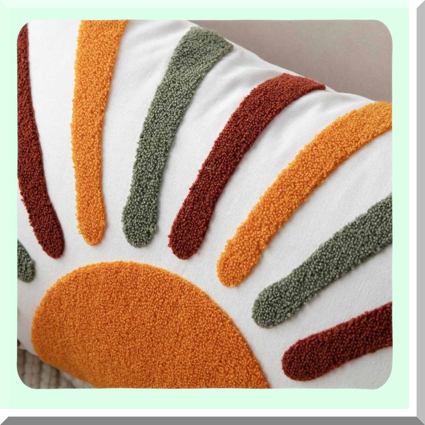 BohoSun Embroidered Lumbar Pillow Cover - Decorative Bohemian Style Throw Pillow Cover for 12x20 Inches - Sun Design - Cover Only