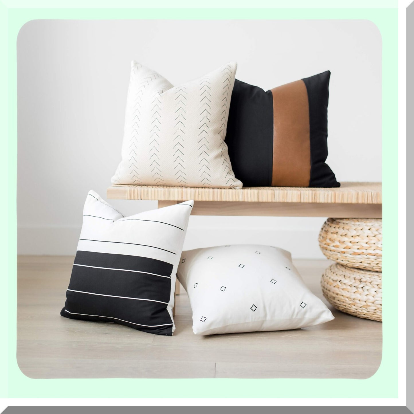 Luxury Mali Boho Pillow Covers - Set of 4 | Modern 18x18 Decorative Cushion Cases | Durable & Machine Washable | Black & Brown Design