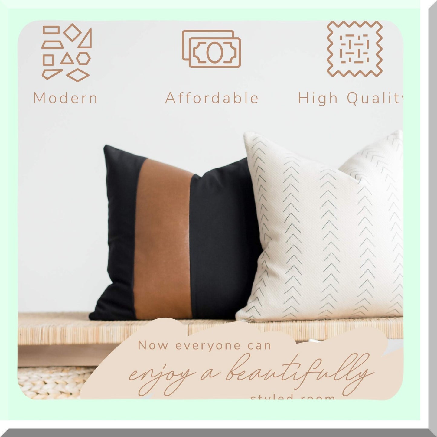 Luxury Mali Boho Pillow Covers - Set of 4 | Modern 18x18 Decorative Cushion Cases | Durable & Machine Washable | Black & Brown Design