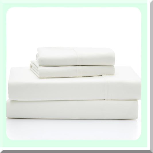 LuxuryCool Full Bedding Set - 4-Piece Silky Sheets & Pillowcases, Deep Pockets, Wrinkle-Resistant, All-Season Comfort, Machine Washable - White