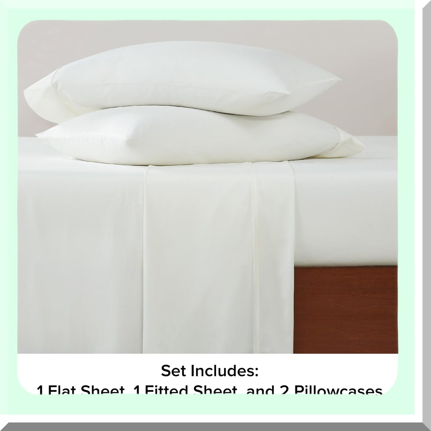 LuxuryCool Full Bedding Set - 4-Piece Silky Sheets & Pillowcases, Deep Pockets, Wrinkle-Resistant, All-Season Comfort, Machine Washable - White