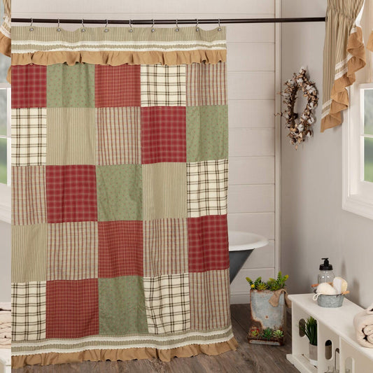 Farmhouse Patchwork Cotton Shower Curtain 72x72